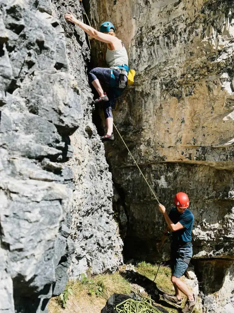 Sport climbing outside in Austria