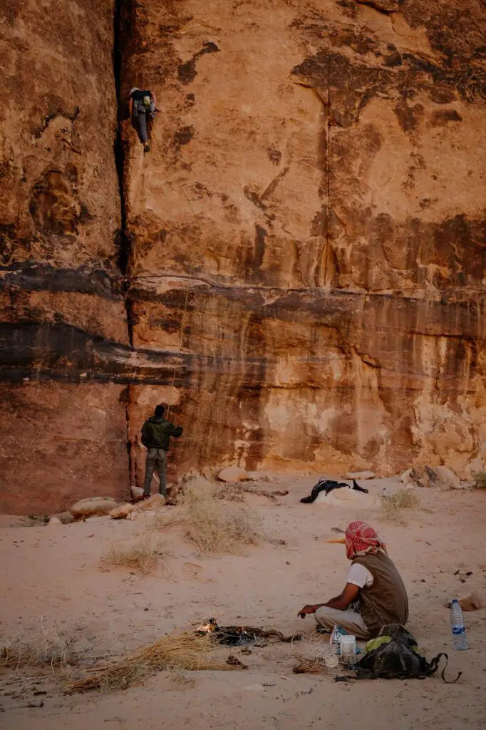 Rock climbing in Jordan with a Bedouin guide